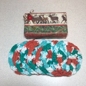 Soap and handcrafted crochet facial scrubbie set